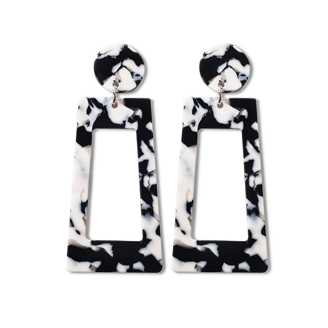 2019 Новый Прямоугольник цветной зажим серьги для женщин в виде геометрических