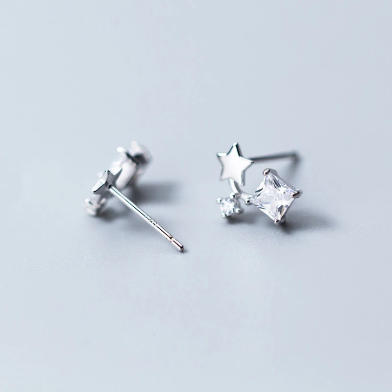 Trusta 925 Твердое Серебряные ювелирные изделия Мода Крошечный 8 мм X 10 мм Star CZ серьги-гвоздики подарок для девочек Дети Леди DS857