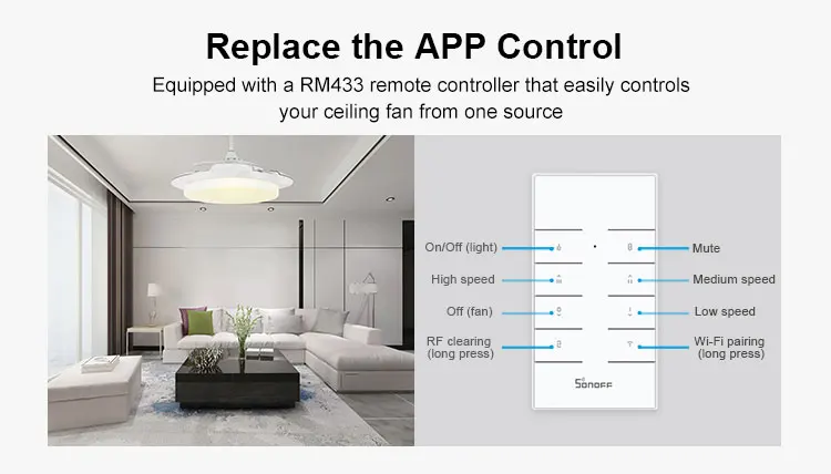 SONOFF iFan03 WiFi потолочный светильник с вентилятором поддержка 433 МГц RF RM433 умный дом дистанционное управление работа с Alexa Google Home