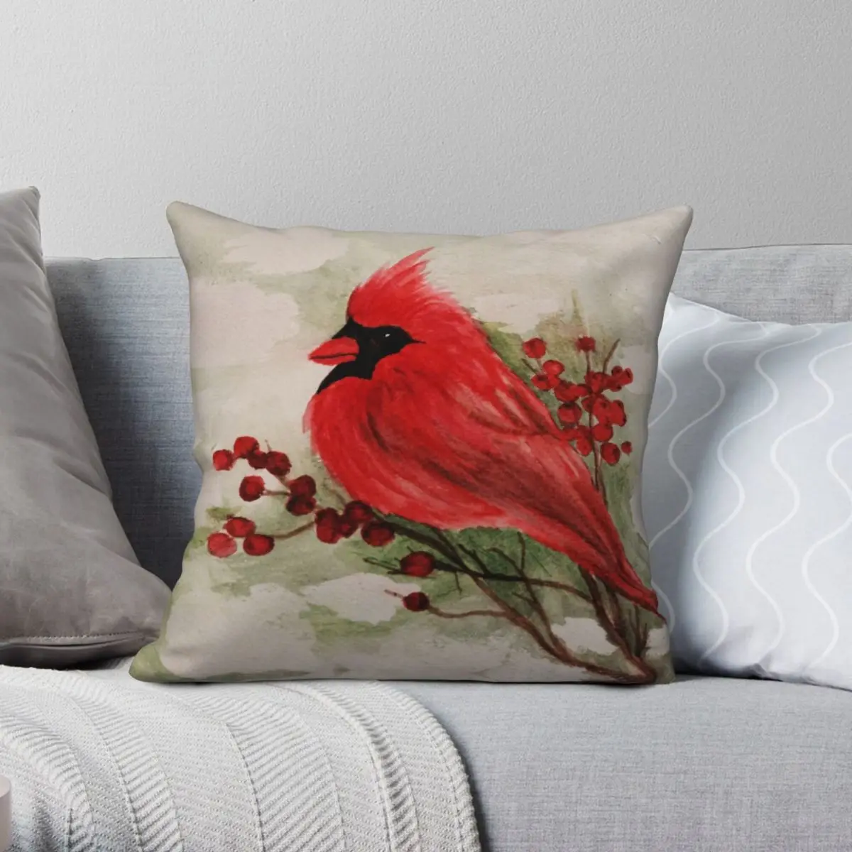 

Cardinal Pillowcase Polyester Linen Velvet Creative Zip Decor Pillow Case Room Cushion Cover