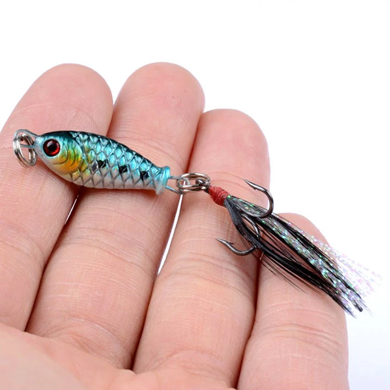 

Hot 4PCS Bionic Bait Fishing Lure Fish-Shaped Artificial 3D Eyes Vivid Color Feather Tail Lure N66