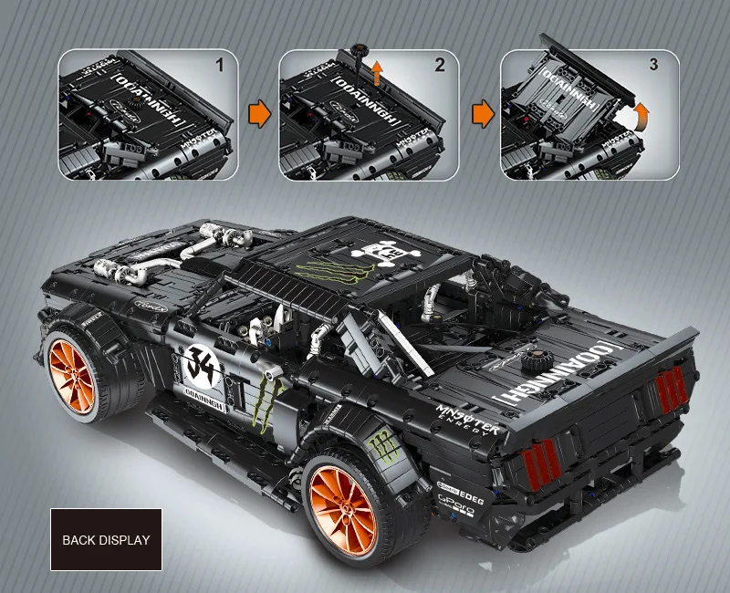 23009 Ford Mustang Hoonicorn гоночный автомобиль высокотехнологичный MOC-22970 подходит 20102