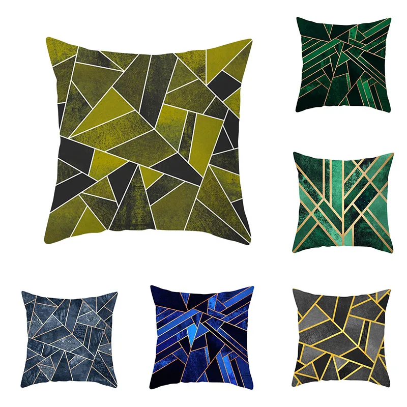 

Marble Geometric Decorative Pillowcase Throw Pillow Covers Polyester Fiber Cushion Cover Home Decor for Sofa Car Seat 45*45cm/pc