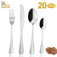 ehz cultery set of 20pcs stainless steel tableware knife silver dinnerware mirror polishing knife fork spoon set steak dining to