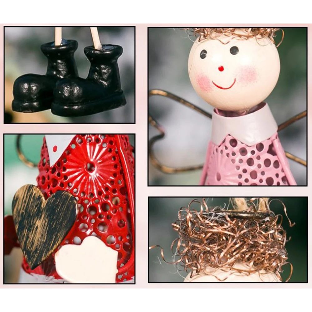 Рождественский орнамент окрашенный кованый железный полый ангел подвесная