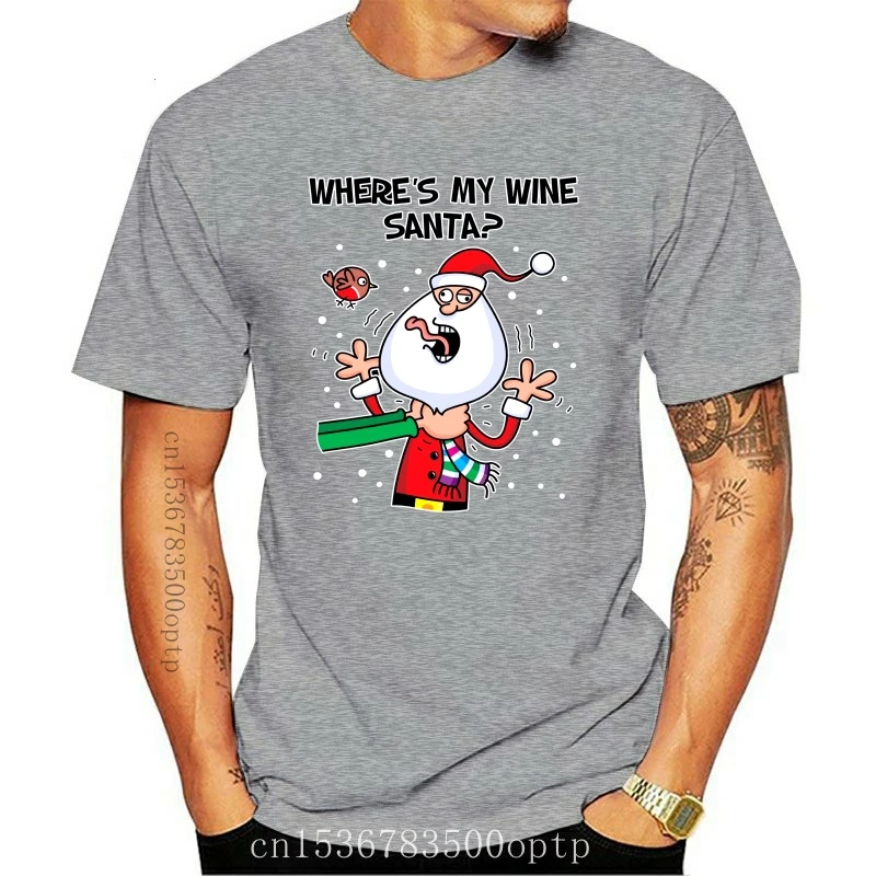 

Новая забавная Рождественская Мужская футболка с надписью «My Wine Santa»