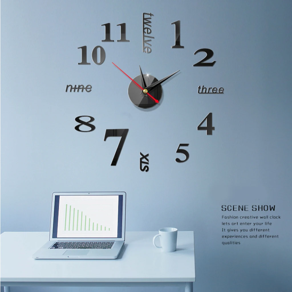 Новый 3D зеркальные настенные часы DIY большие наклейки аксессуары для гостиной