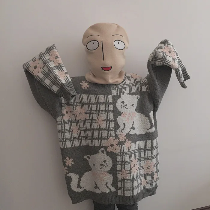 Новинка, забавная вязаная шапка winte harajuku с рисунком Аниме one punch man Bald Saitama, женская шапка, мужская шапка, быстрая