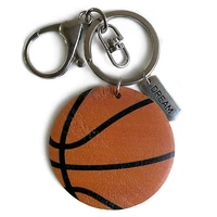 fashion new softball baseball basketball soccer print wooden disc keychain team player gifts 2022