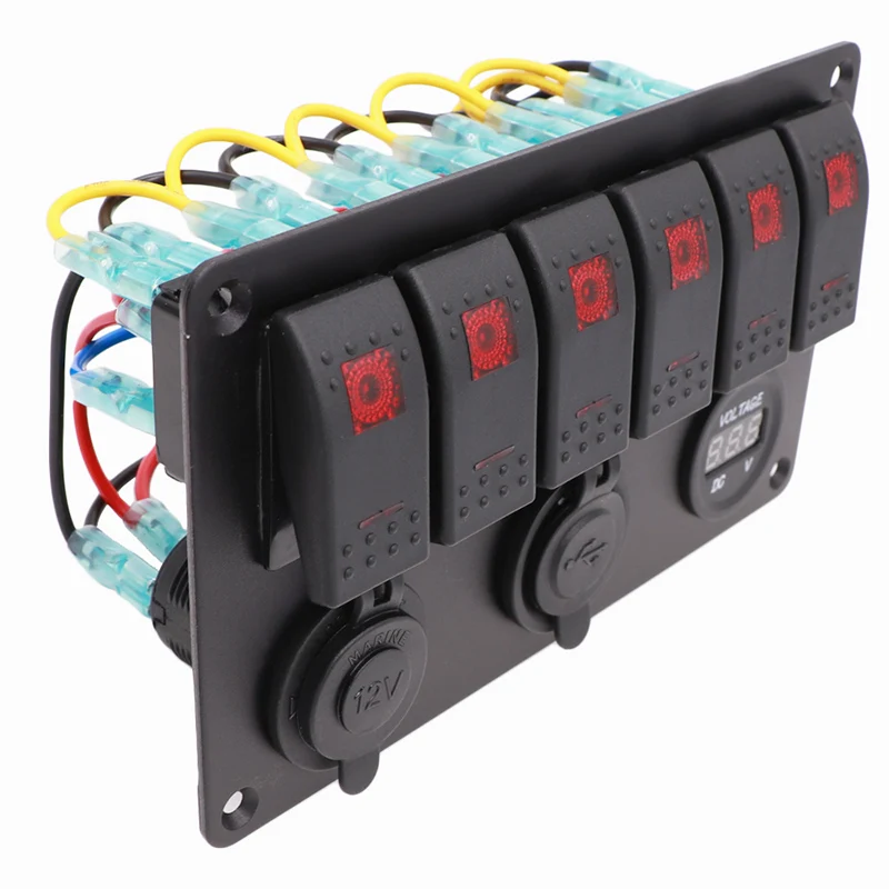 6 банд светодиодный кулисный переключатель панель 5 Pin ВКЛ-ВЫКЛ тумблер