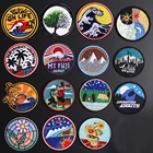 Круглая картина маслом из тонкой хризантемы, медведь для кемпинга, аппликация для вышивки железом на креплении, японские нашивки Fuji, сделай сам с ночным видением