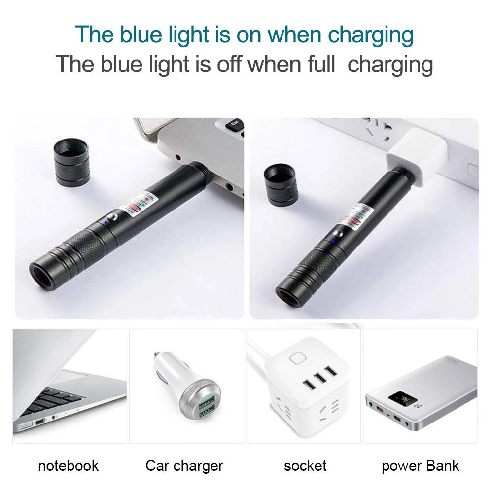 Перезаряжаемая USB Зеленая лазерная указка Высокое качество Фиолетовый лазерный