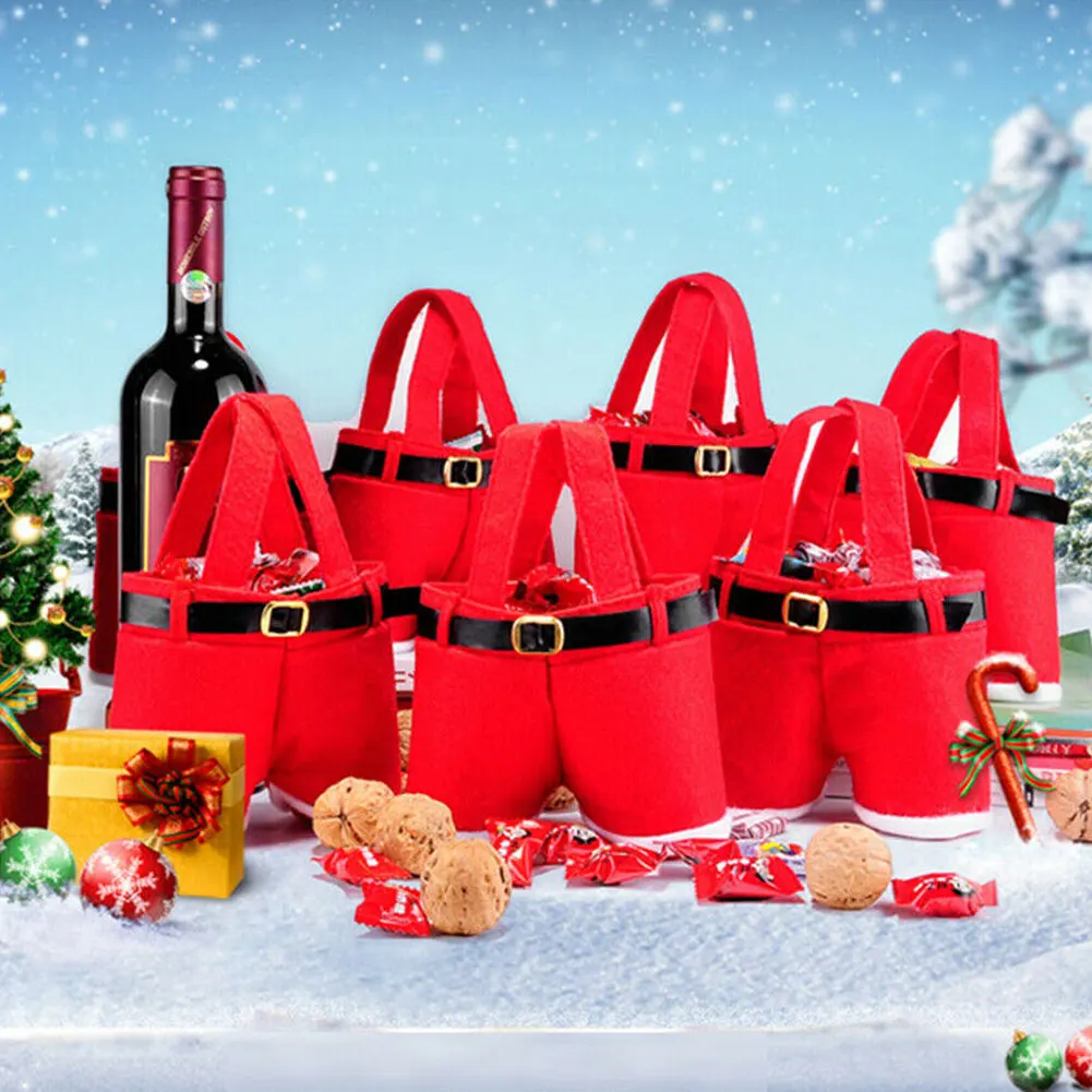 Подарок на Рождество/конфеты мешок бутылки вина красный Санта Клаус штаны с