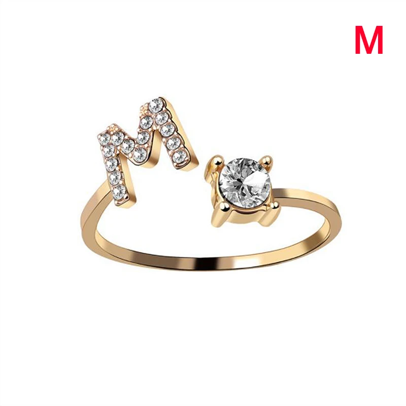 Мода 26 букв кольцо Micro Pave Цирконий золото Цвет кольца для женщин и девочек
