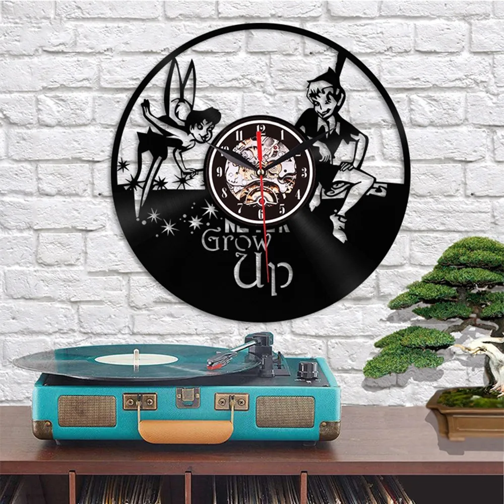 3D Ретро Настенные часы музыкальные Примечания настенные Ангел дети виниловые