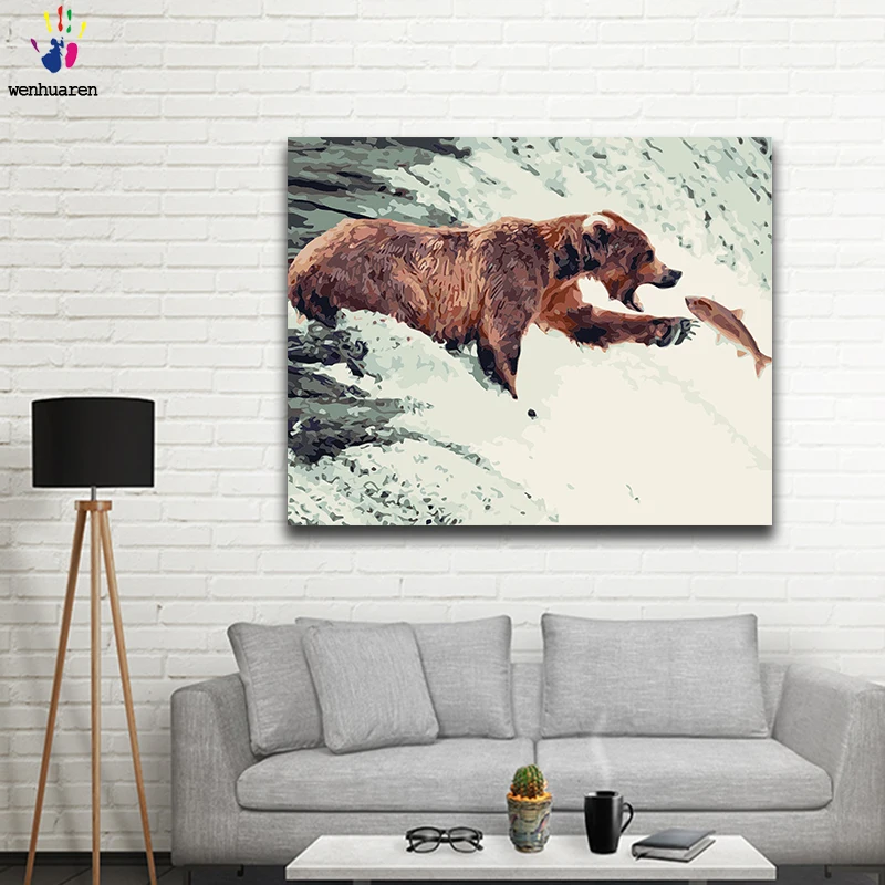 Краска по номерам художественная живопись медведь прекрасный сильный diy ручной