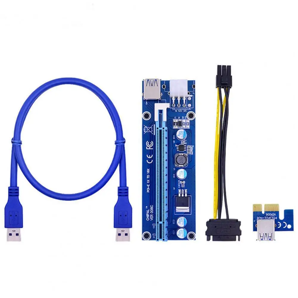 CHIPAL VER006S PCI-E 1X до 16X Райзер карта PCIe удлинитель SATA 4-контактного питания USB 3 0 кабель