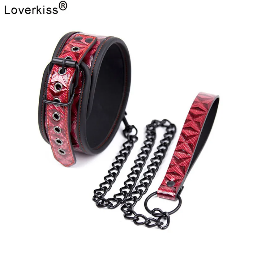 Loverkiss ошейник и поводок для рабства из искусственной кожи взрослые игры секс БДСМ