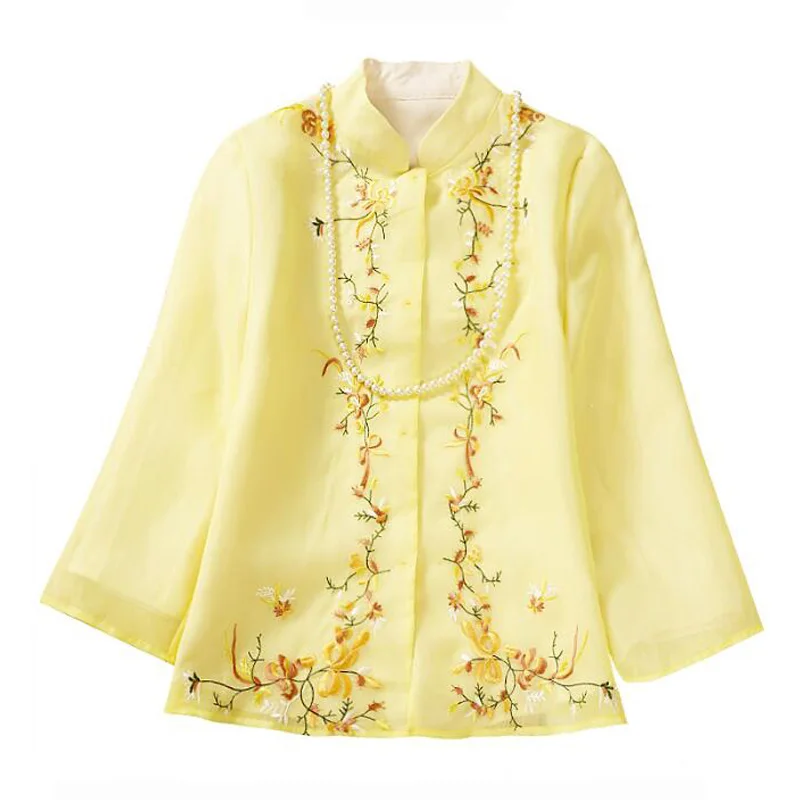 Женская короткая куртка из органзы с цветочной вышивкой | одежда