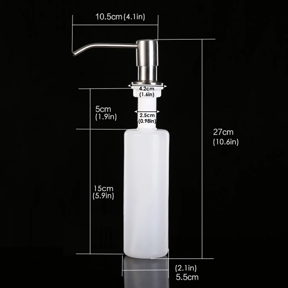 Кухонный диспенсер для мыла 300 мл из нержавеющей стали с прессованной головкой