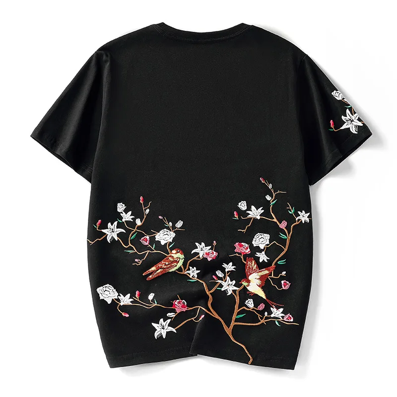 

Wimilous Men's T-shirt 2021Chinese Fashion Embroidered Chinese Styles Short-Sleeve Couples Baggy