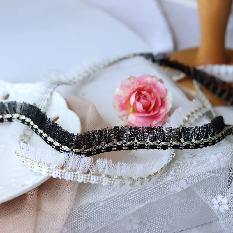 Ширина 1 4 см белая черная сетчатая тесьма Золотой кружевной воротник отделка