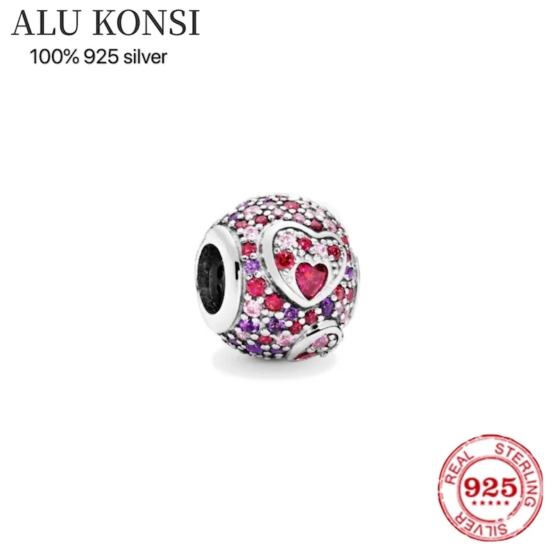 

New Hot Sale Fit Original pan bead Real 100% 925 Sterling Silver Charms bead For Women Colour profusion high quality DIY Jewelry