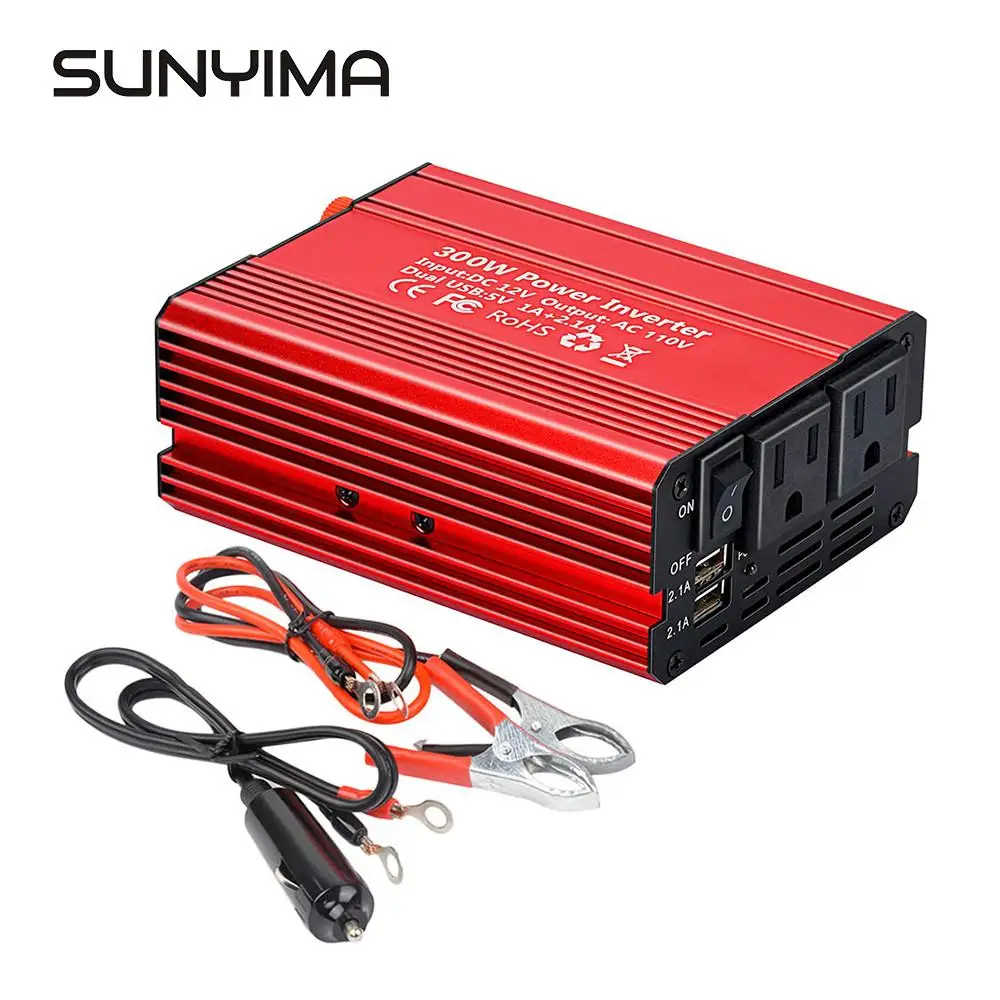 SUNYIMA 300 Вт Инвертор DC12V к AC110V/220 В двойной USB быстрая зарядка ЕС/США штекер для дома
