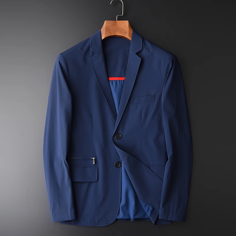 

Новый мужской блейзер Модные шелковистой костюм Блейзер Slim Fit Мужской Блейзер на каждый день однотонный костюм мужской костюмы куртка разм...