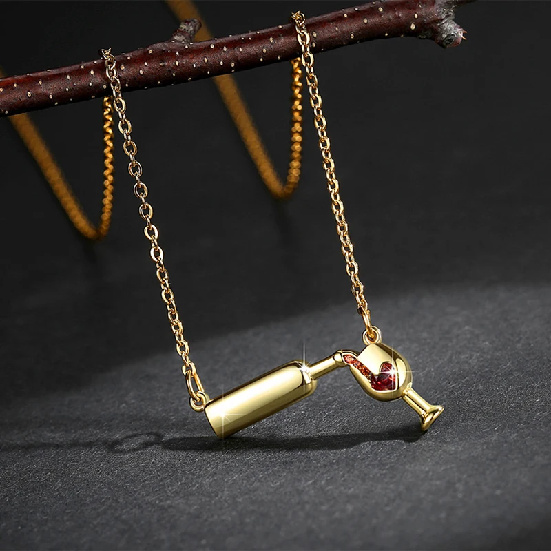 Женская мода вино стекло кристалл горный хрусталь сердце Бутылка Чашка кулон