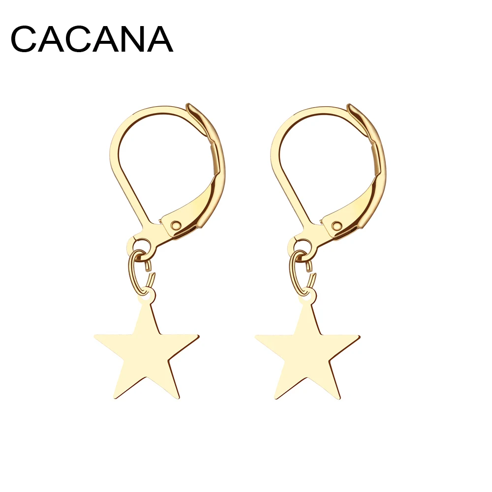 Женские серьги подвески из нержавеющей стали с пентаграммой|Серьги-подвески| |