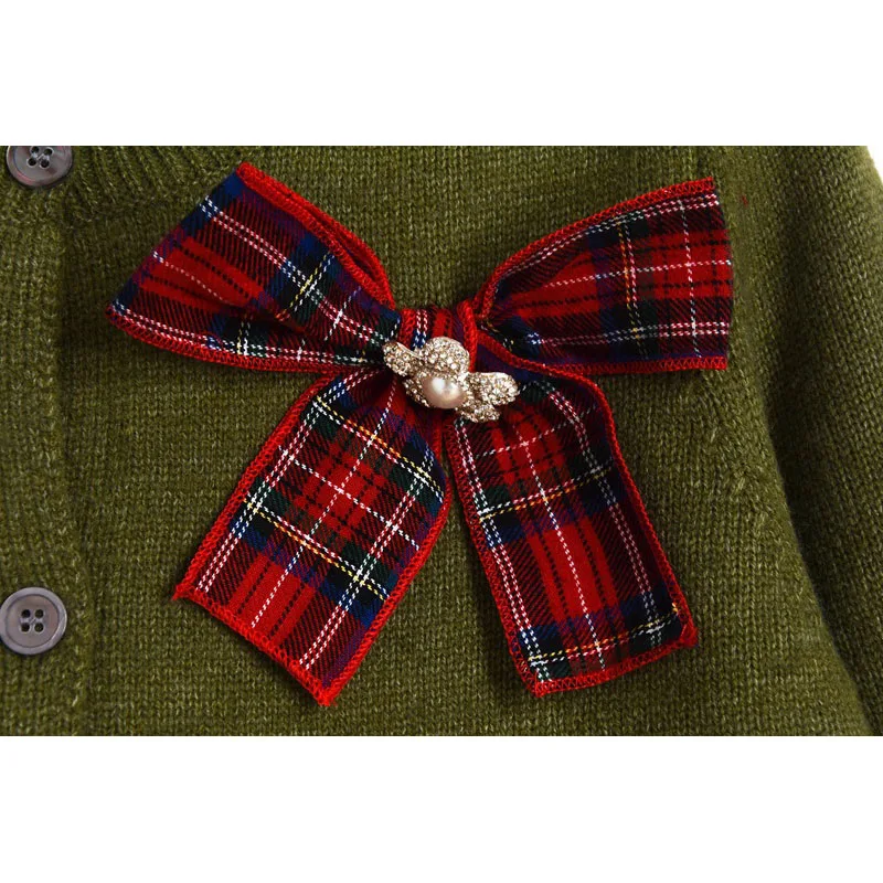 

Pink Knitted Cardigan Sweaters O Neck Lattice Bows Appliques Women Autumn 2021 Single Breasted Cardigan Knit Sweater Tops Female