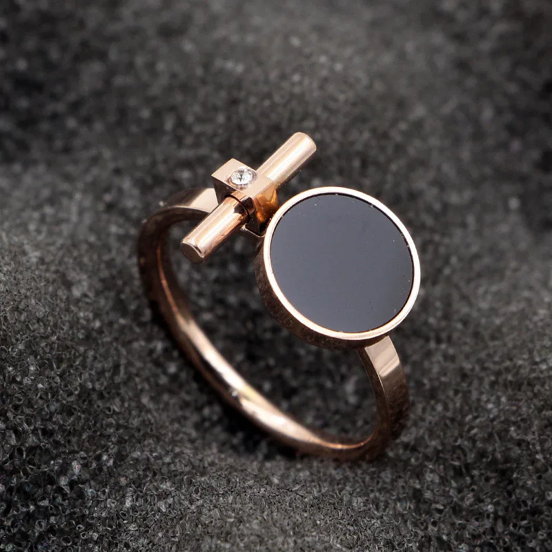 

high quality Fashion Rose Gold Color Twisted Stainless Steel for Women Wedding Party Ring jewelry KK020