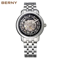berny mens watches luxury automatic mechanical watch stainless steel sapphire 5atm skeleton design personalized male clock
