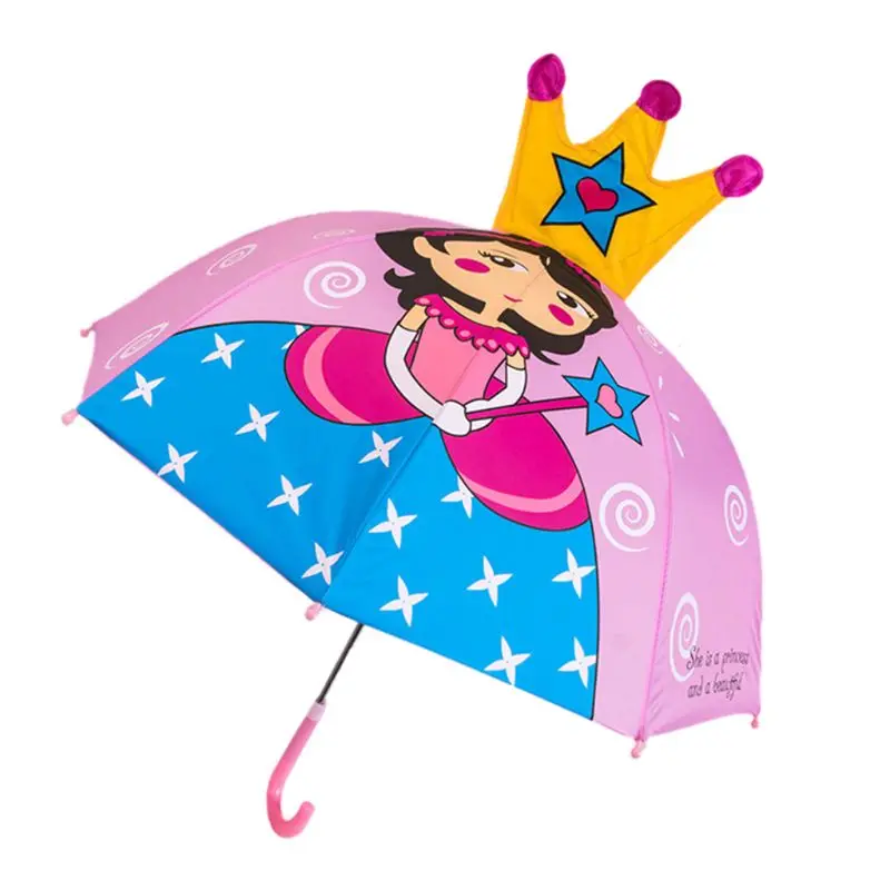 

Children Umbrella Boys Girls Cartoon With Animal Ears Umbrella Custom Princess Long Handle Safe Light Portable Umbrella