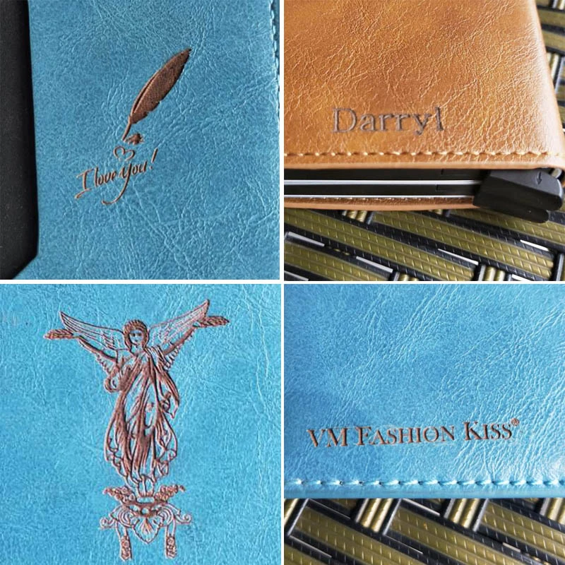 Винтажный гравировальный кошелек тонкий мини Rfid держатель для карт Мужская
