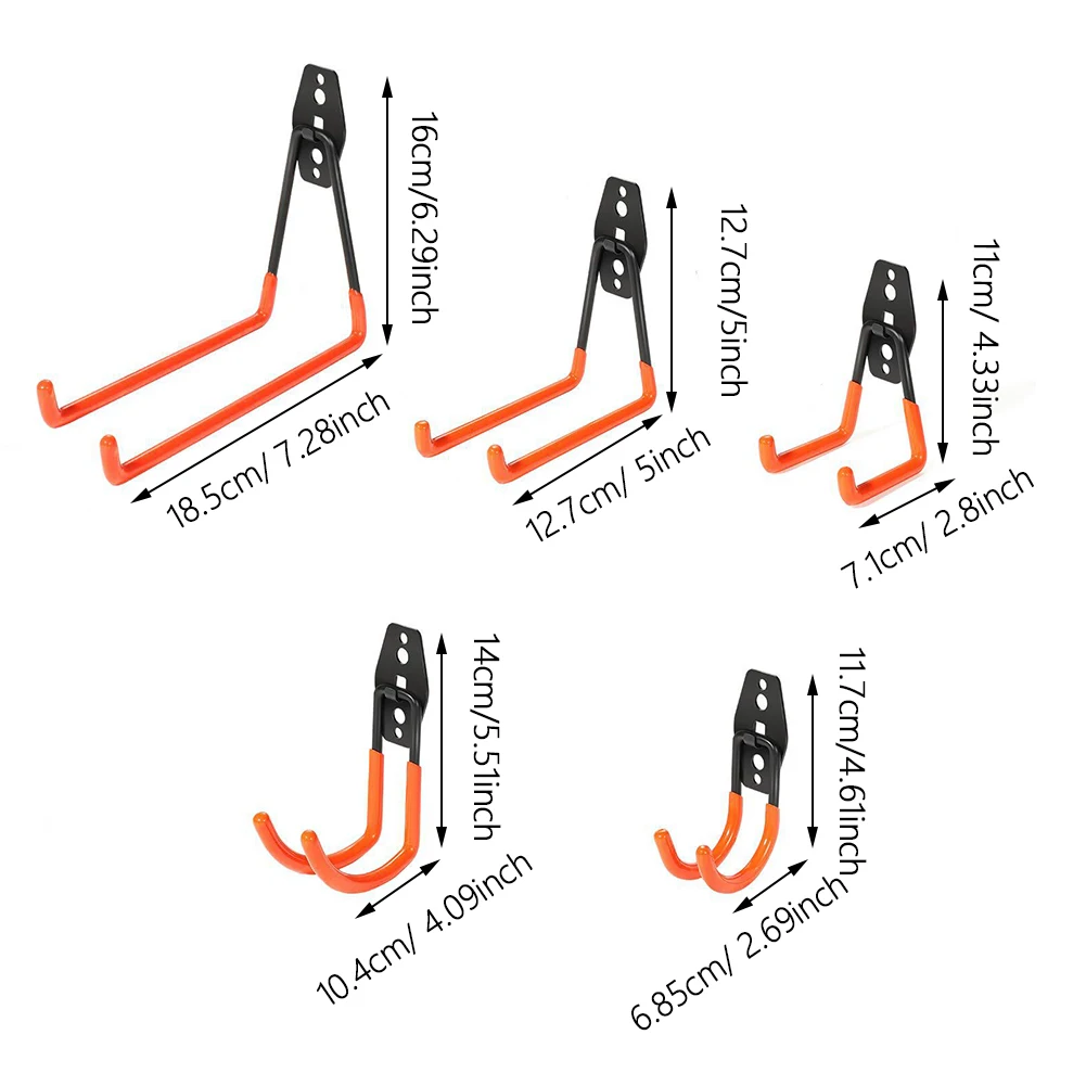 

12PCS Heavy Duty Metal Hook Garage Organizer Wall Mount Bicycle Hanger Hooks Wall Mount Anti-Slip Storage Hook For Garden Tool