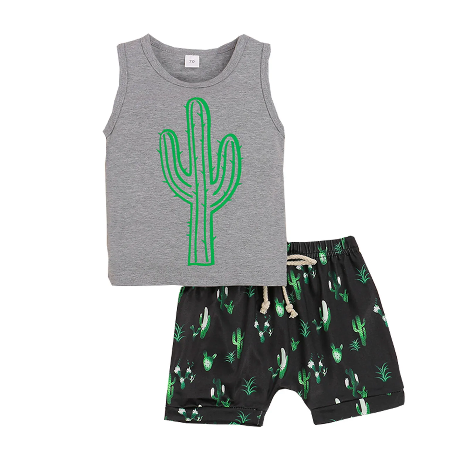 

Summer Toddler Boys Clothing Sleeveless Cactus T-Shirt +Shorts Fashion Outfits Children's Suit Tracksuit Boy Clothes