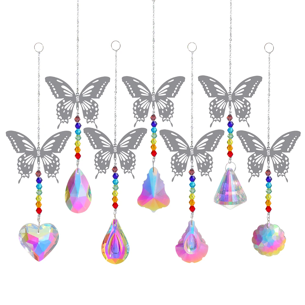 

Подвесной Хрустальный солнцезащитный светильник, металлическая бабочка, призма, искусственные украшения на окно автомобиля, домашний деко...