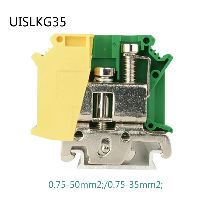 

5pcs Type UISLKG 35 Din Rail Wiring Conductor Connector 18-2 AWG Ground Earth Modular Screw Terminal Blocks UISLKG-35
