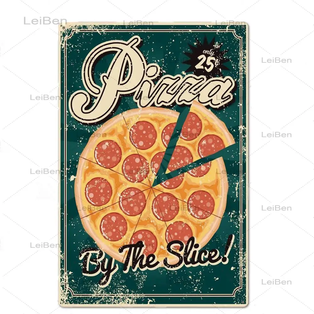 

Retail Store Pizza Shop Metal Tin Sign Retro Plaque Art Poster Home Decor Restaurant Vintage Creative Iron Plate Wall Sticker