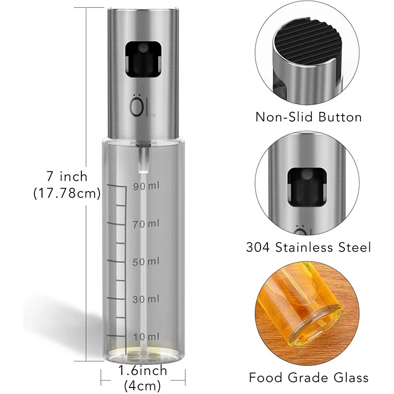 

Stainless Steel Oil Spray Bottle BBQ Barbecue Kitchen Cooking Grilling Roasting Oil Pot Soy Sauce Seasoning Bottle With Scale