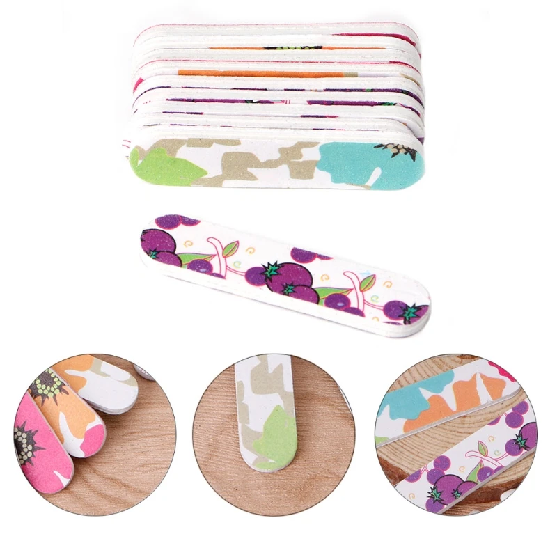 

Mini Pro Nail Files Cute Round Double Sided Grit Nail Art Tips Tools Manicure