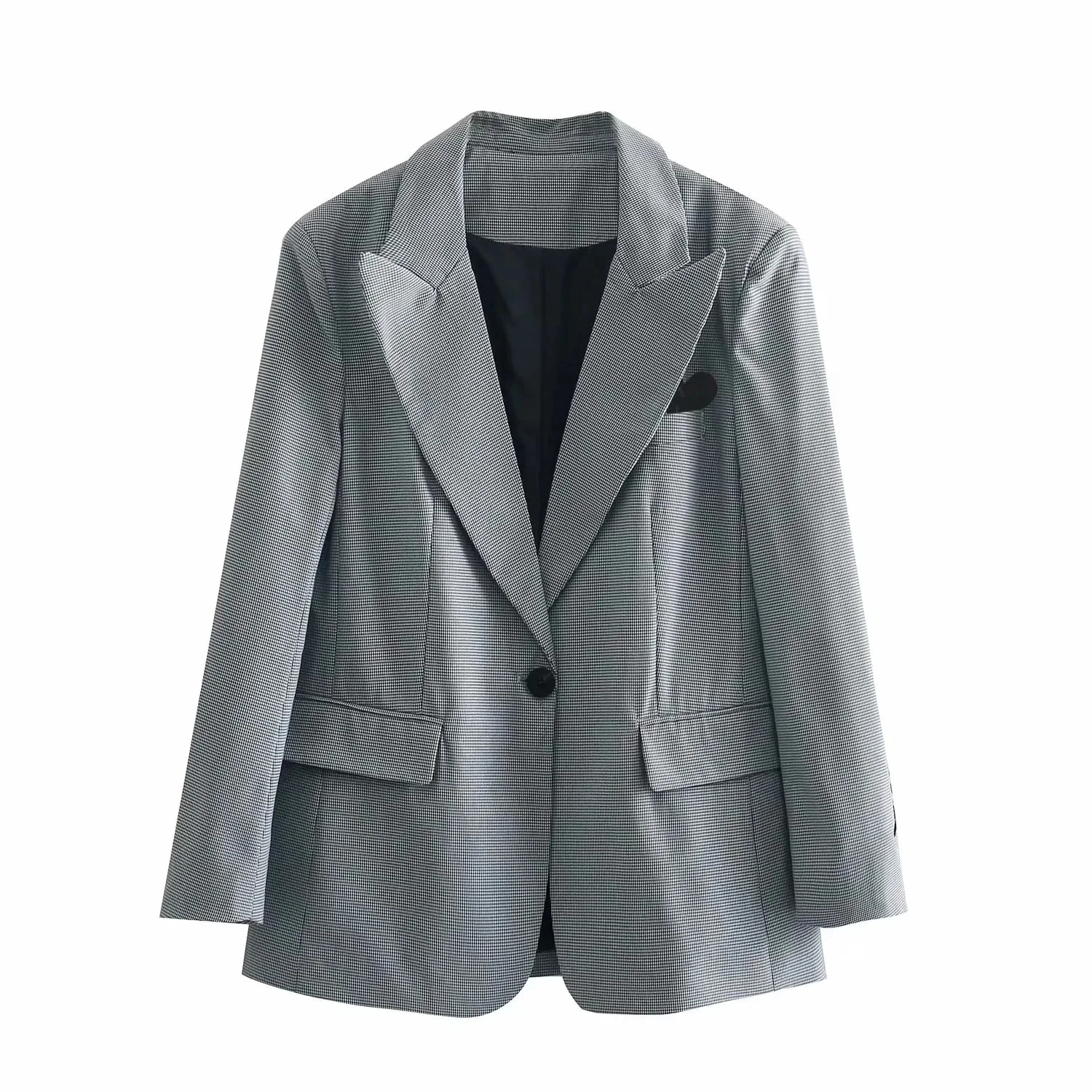 

Женский Осенний блейзер в клетку, с вышивкой