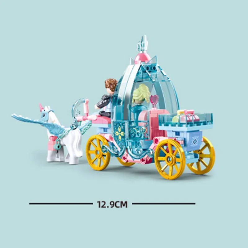 

191Pcs Ice and Snow Carriage Building Blocks Sets Friends DIY Birthday Present Horse Carriage Bricks Educational Toys for Kids