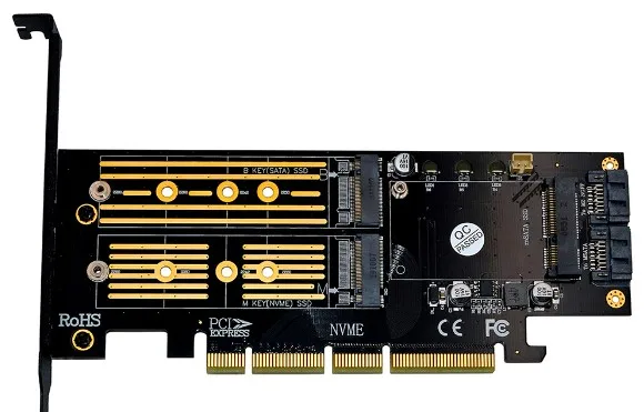 No heat sink 3 в 1 mSATA M.2 PCIE NVMe SSD для PCI-E 3,0 4X SATA 3,0 адаптер для M2 NVMe AHCI SATA mSATA конвертер твердотельных дисков - Цвет: No heat sink