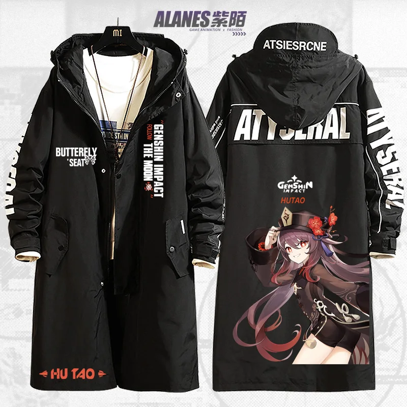 

Anime Hu Tao Genshin Impact Game Cosplay Costume Autumn Winter Hooded Cotton Coat Men Women Jacket Mid-length Windbreaker Tops