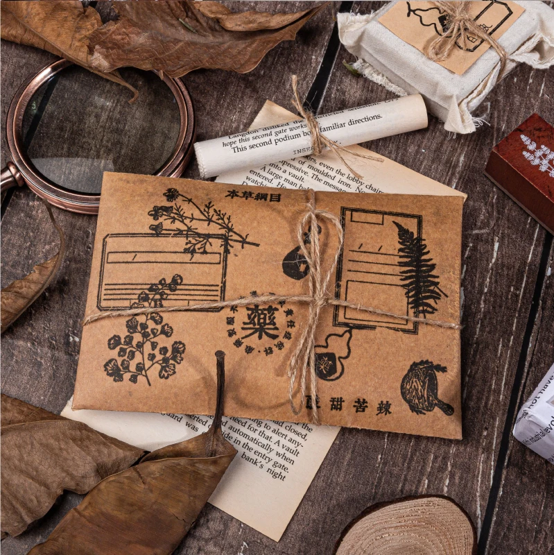 Винтажные травяные растения марки гинкго DIY Деревянные и резиновые штампы для