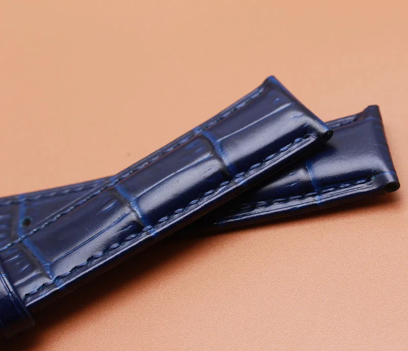 Ремешок из натуральной коровьей кожи с крокодиловым узором синий браслет для