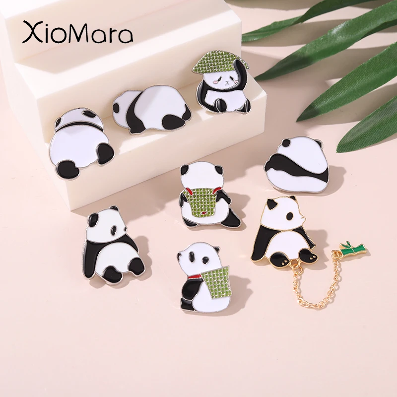 

Cartoon Bamboo Panda Animal Brooch Enameled Pin Badges On Backpack Women's Brooch Lapel Pin Jewelry Bag Accessories